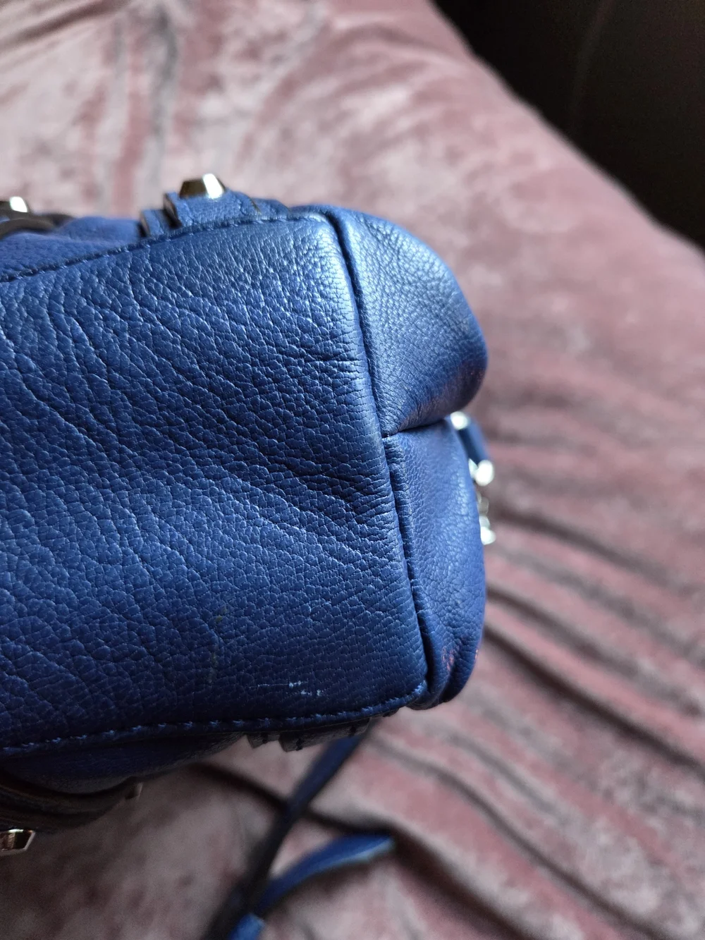 Michael Kors Blue Bedford Belted Medium Satchel